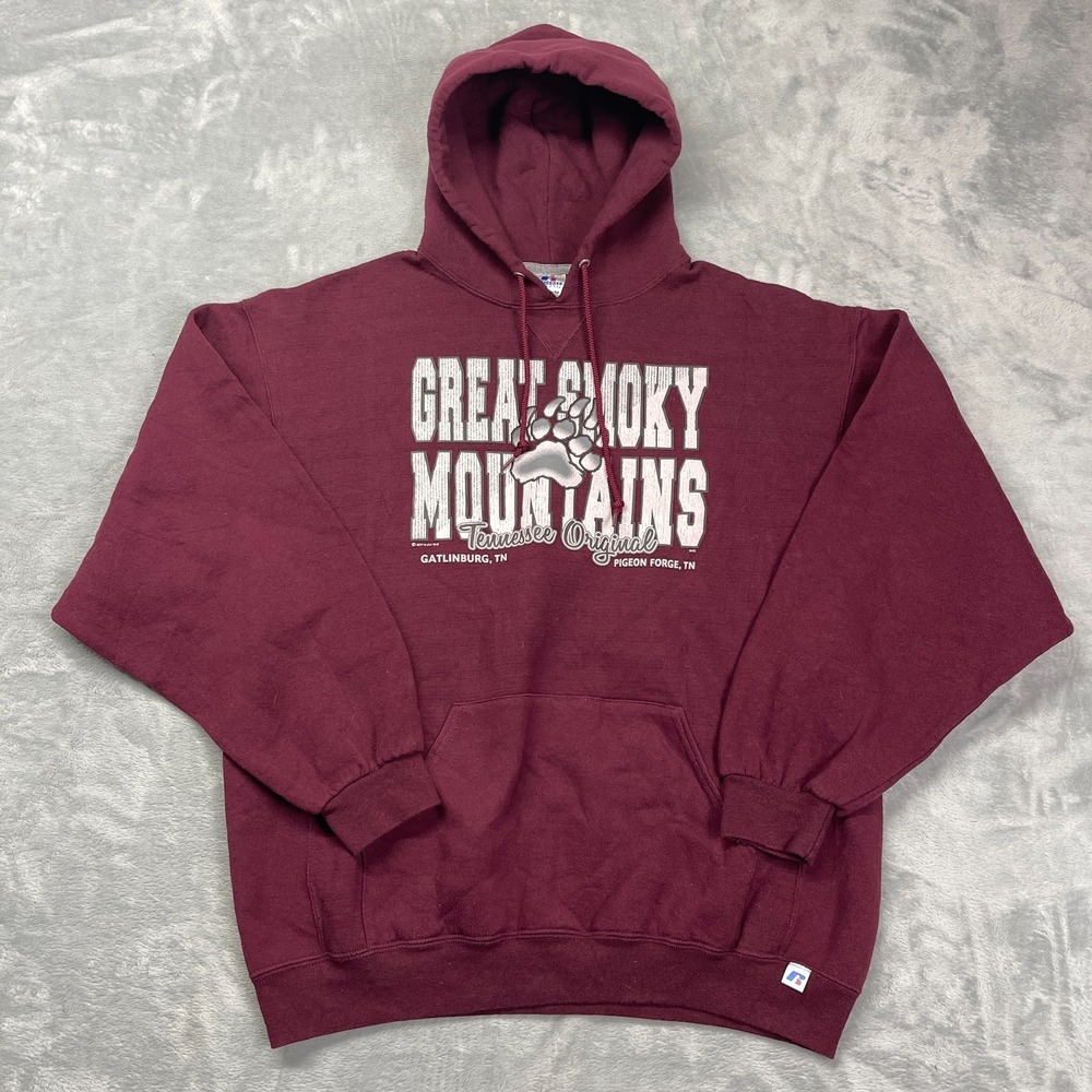 Russell Athletic Hoodie Mens XL Maroon Great Smoky Mountains Tennessee Orignal